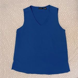 Halogen Royal Blue Solid V Neck Sleeveless Blouse